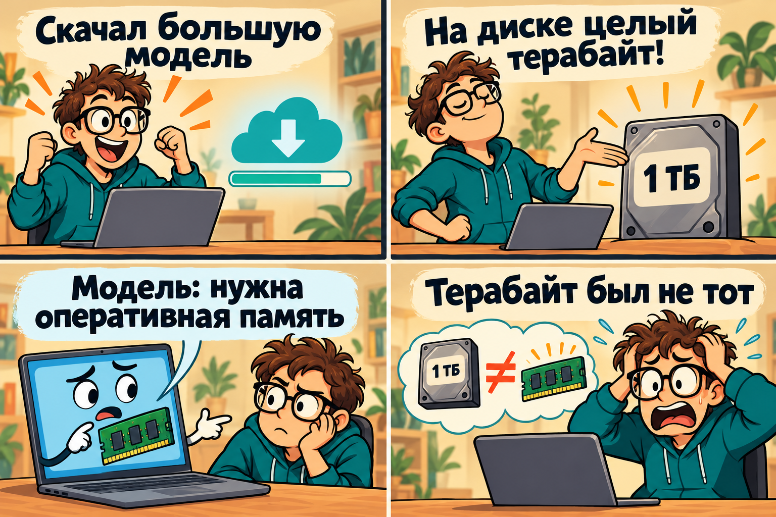 Мем на русском: На диске влезло. А в памяти?